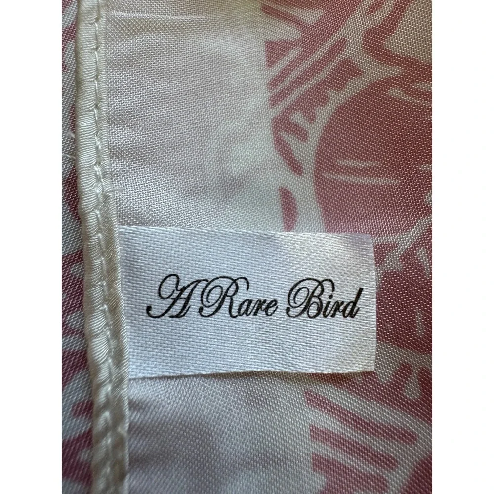 A Rare Bird Square Wild Rag Scarf Pink White Floral Print Satin Bandana NWT